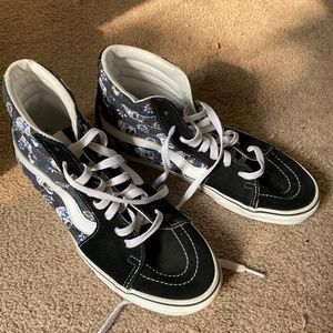 Vans Skull/Blue Flowers Sk8 Hi-Tops
